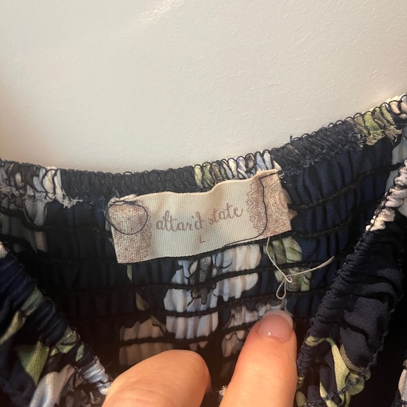 Altar'd State Navy Blue sky blue and White floral Smocked Maxi Dress - Picture 9 of 10